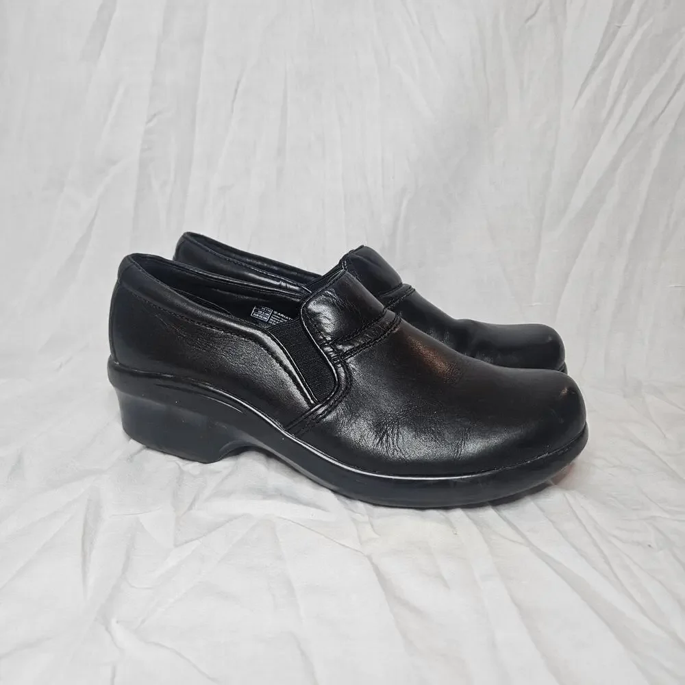 Ariat Women's Size 11B EU 42.5 Black Leather Toe Slip On Nurse Shoes Clog